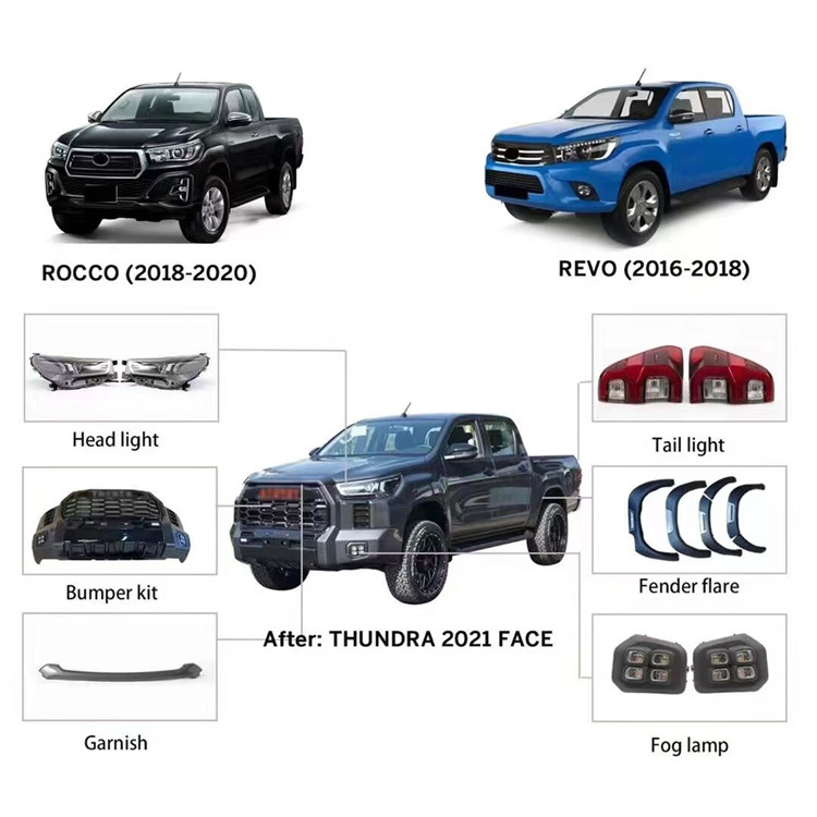 适用15-25年海拉克斯HILUX REVO改装坦途款保险杠前脸包围中网
