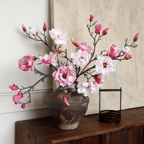 ladylike 中式玉兰花仿真花 客厅餐桌花摆花假花花束桌面插花摆设