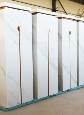 爵士白大理石摆台展厅基座定制