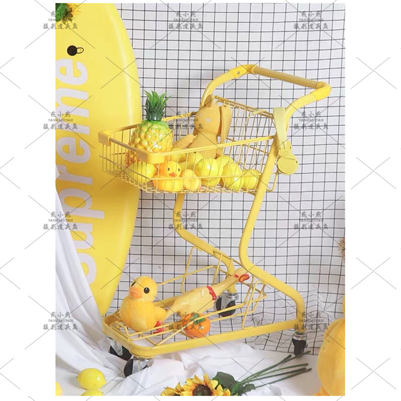 创意外景摄影 旅拍婚纱摄影道具 粉色购物车 黄色购物车 抖音道具
