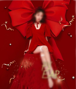 网红ins圣诞主题创意婚纱旅拍照 时尚写真装饰红色超大蝴蝶结道具