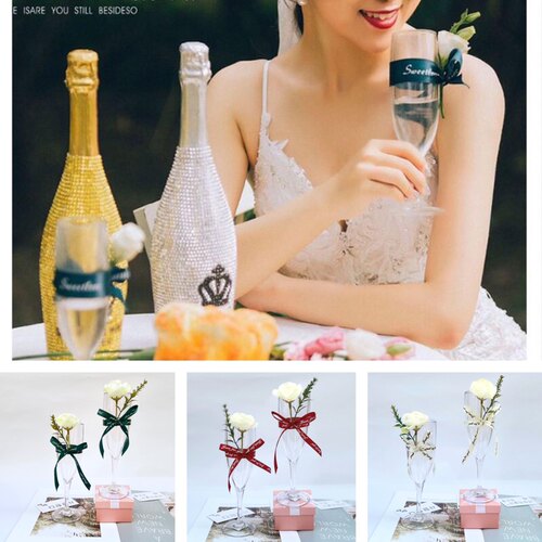 新款婚纱摄影道具 街拍旅拍外景拍照镶钻酒瓶香槟酒杯 塑料高脚杯 - 封面