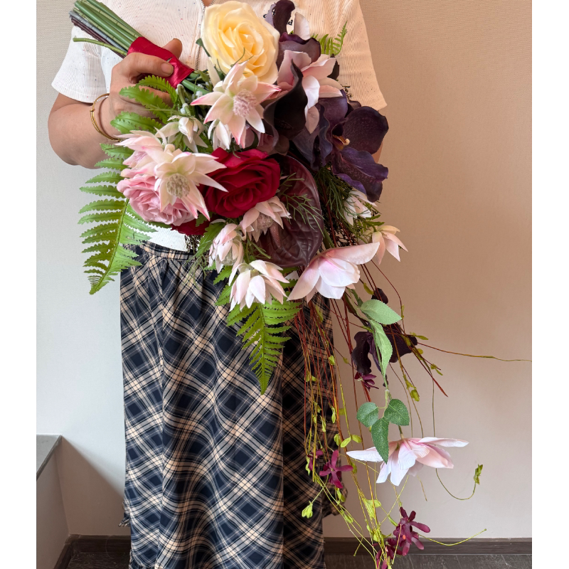 new新中式diy婚礼瀑布手捧花新娘手捧仿真花小众高级感hot推荐