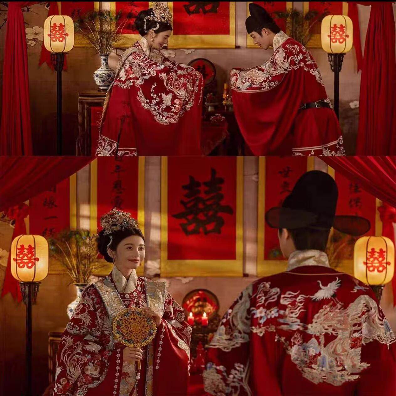 新款婚纱照摄影道具结婚喜嫁中式婚纱照秀禾复古新娘囍子对联背景