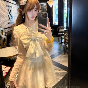 温柔秋冬清楚系连衣裙娃娃领蕾丝 仙女星系 1号20 00原创新品