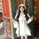 可爱温柔少女秋冬白斗篷套装 森女系原创想去海边 可颂 毛呢连衣裙