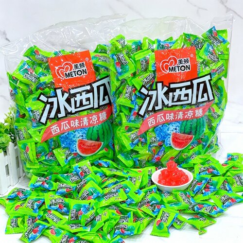 美顿冰西瓜700克*1袋西瓜味小包装糖果硬糖果零食
