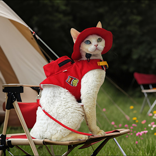 宠物露营户外遛猫遛狗纯棉帆布背包胸背带牵引绳德文无毛猫书包