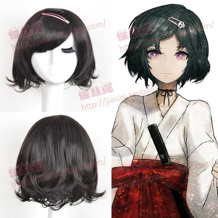 佳丝妮cos 命运石之门 漆原琉华 微卷短发黑色 高温丝cosplay假发