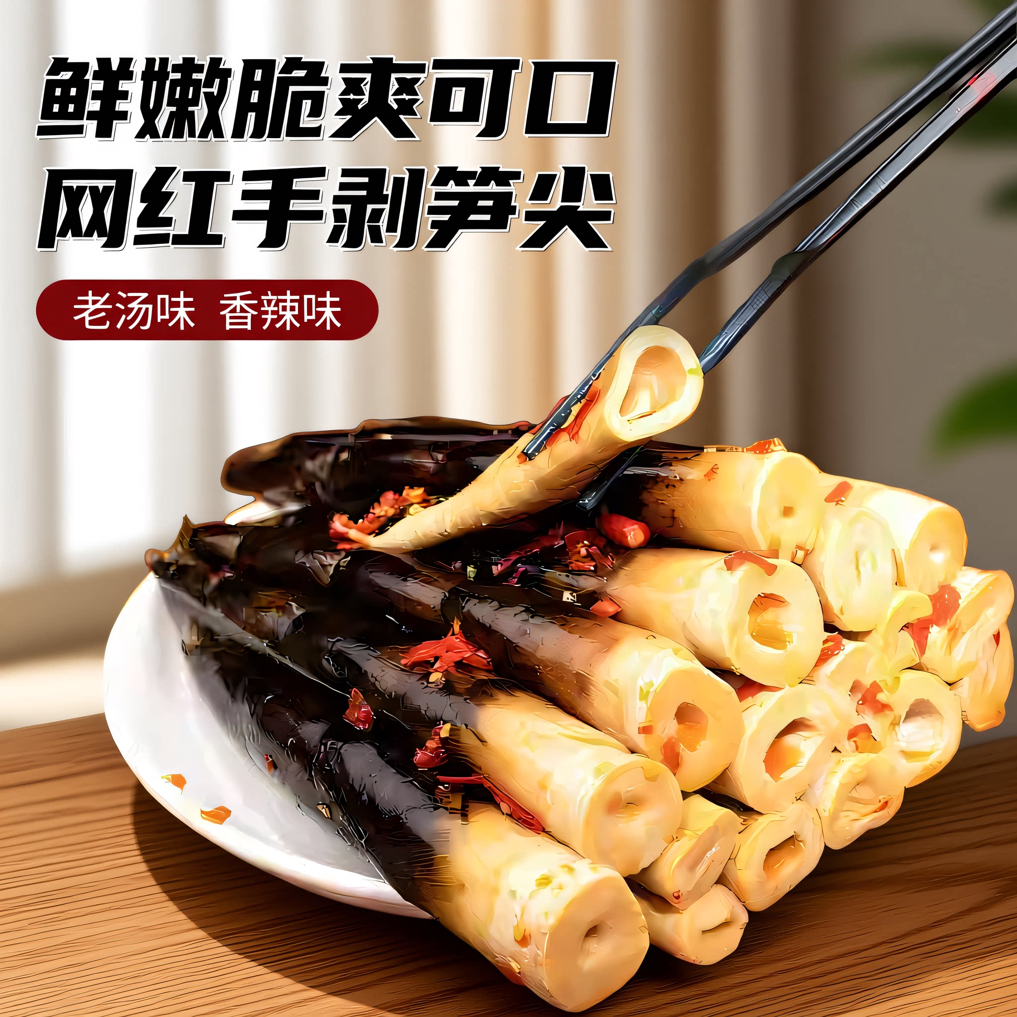 新款江西特产开袋即食手剥笋网红零食笋休闲零食泡椒笋尖500g袋装