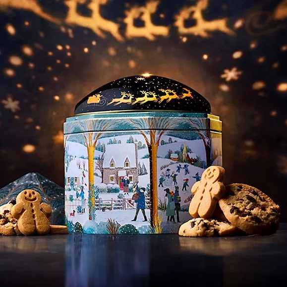 现货 英国M&S玛莎冬季限量星光投影音乐盒黄油饼干曲奇铁盒礼盒