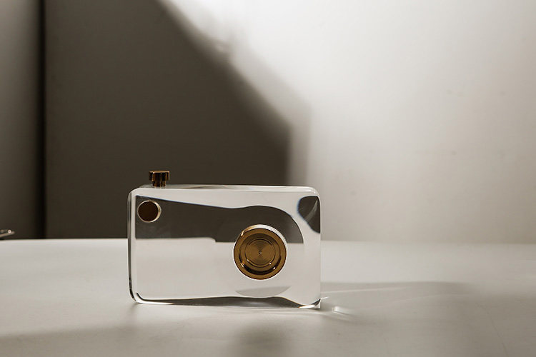 北欧现代家居透明水晶相机工艺品摆件 样板间玄关酒柜书房装饰品