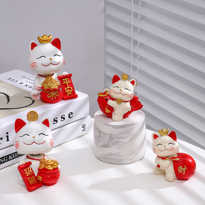 办公室桌面可爱招财猫摆件