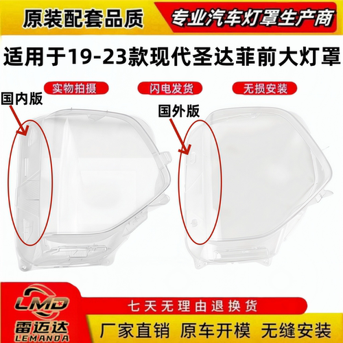 适用于19-23款现代圣达菲大灯罩