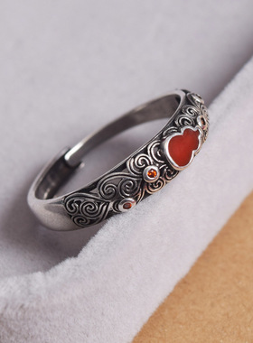 招财葫芦戒指女s925银国风汉服