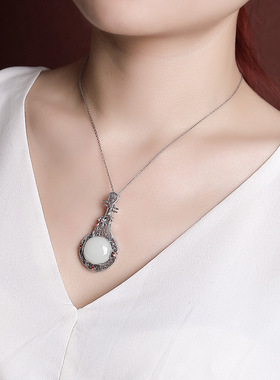 S925银复古做旧琵琶吊坠