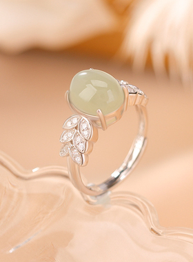 新中式复古个性麦穗蛋面戒指