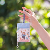 钥匙包女布艺抽拉式 迷你可爱车钥匙包卡包二合一多功能零钱锁匙包