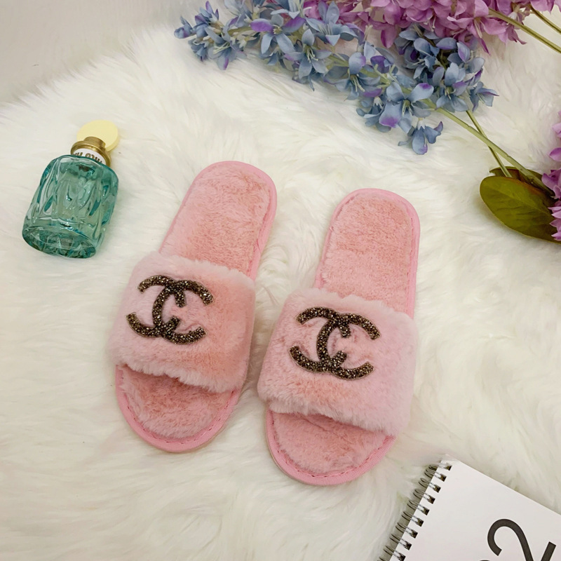 毛毛拖鞋女小香风毛毛一字拖女