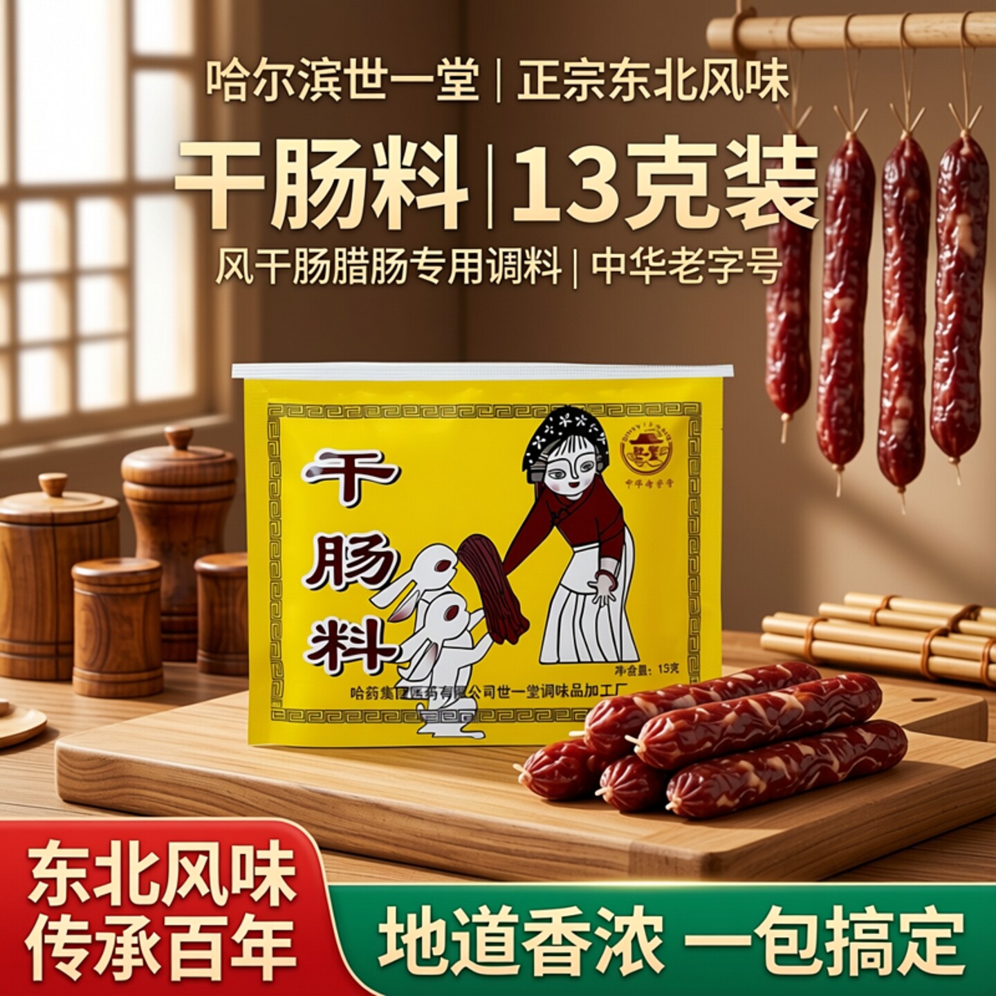 哈尔滨世一堂干肠调料包一号正宗东北香肠料腊肠风干肠调料