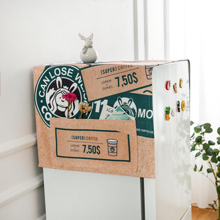 清仓 加厚棉麻防水防尘单双开门 家用厨房防油盖布冰箱罩星巴克