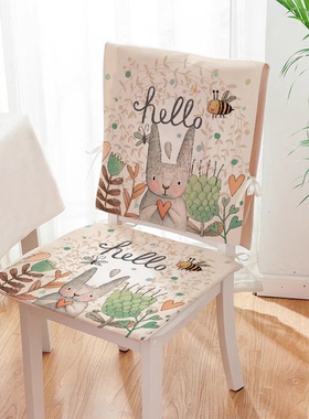 珍珠松 卡通棉麻混纺家居布艺椅垫餐椅套靠背套椅背套坐垫