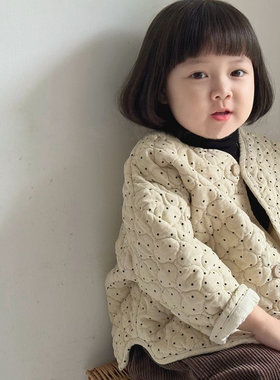 小童波点夹棉衣服秋冬季棉服潮