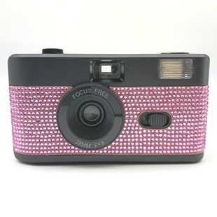 新品 饰胶片相机复古便携复古拍照相机 多次性相机粉色水钻装