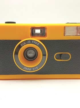 黄色黑贴皮新款多次性胶卷相机35MM带闪光灯 新颖 可重复使用相机