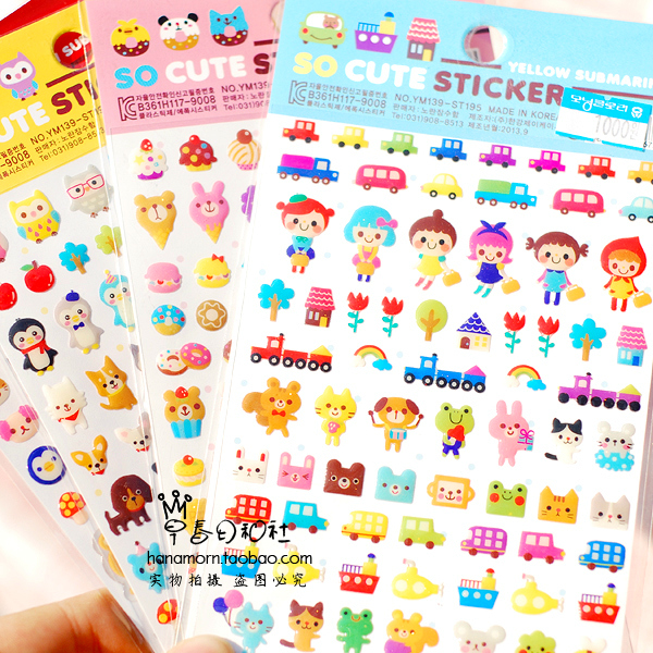 新款儿童指甲贴韩系幼儿园卡通动物立体奖励贴纸可爱手机装饰贴画图片