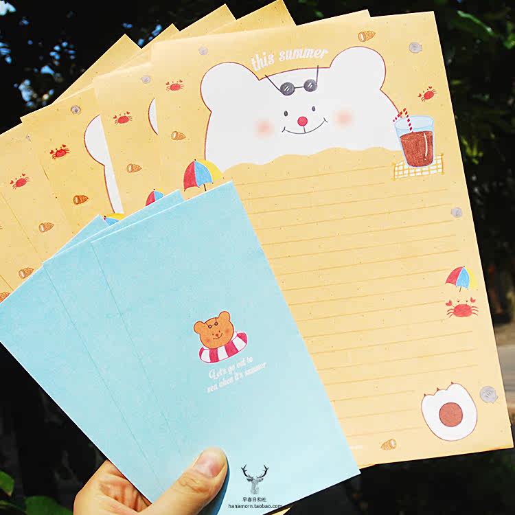 韩国进口正品创意简约情书表白清新卡通文艺书写信纸信封套装
