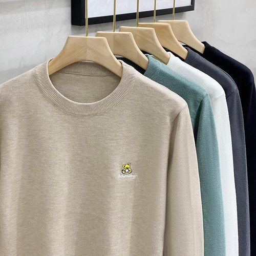 男士毛衣秋冬加绒加厚打底衫圆领