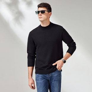 内搭秋冬新款 半高领毛衣男韩版 针织打底衫 男士 潮流外穿纯色毛线衫