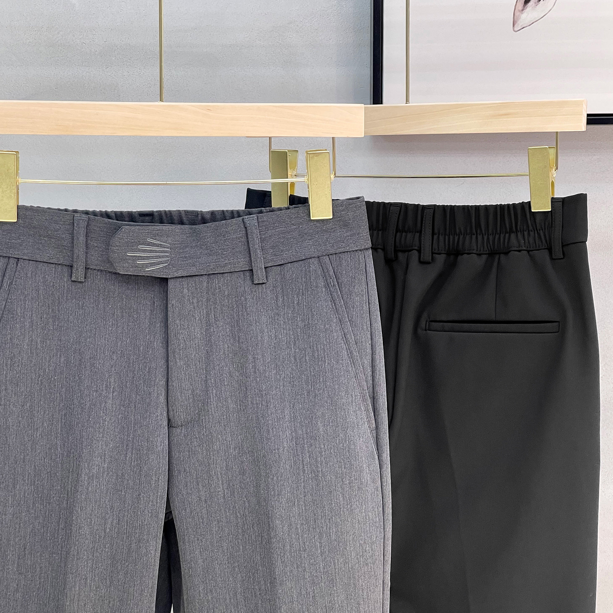 加绒男裤毛呢西裤男加厚男士裤子冬季商务男款休闲裤九分裤西装裤