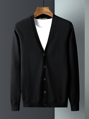 纯棉针织开衫男士薄款毛衣外套商务男装上衣男春秋2025新款外穿潮