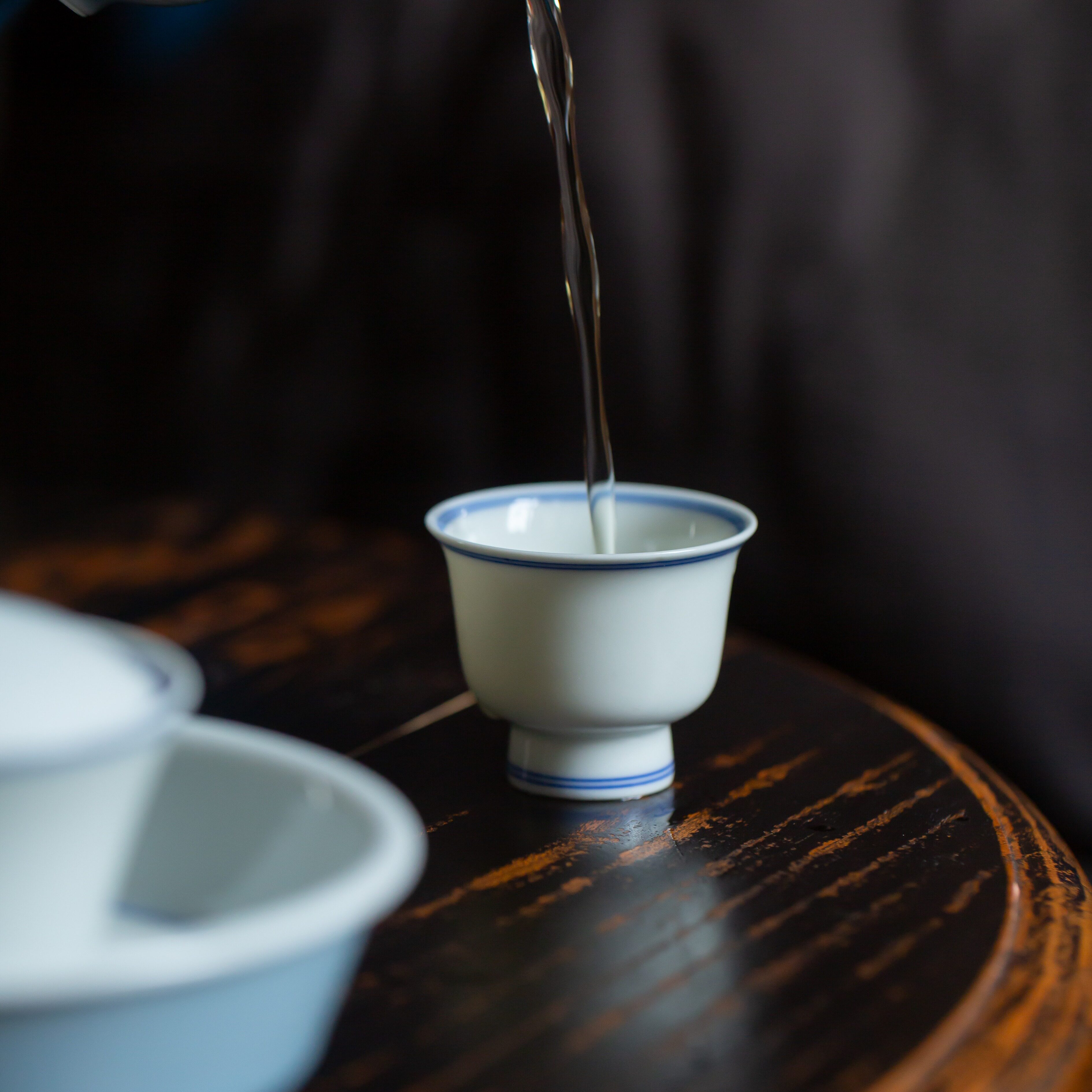 观云听雨青花蓝线品茗小客杯主人茶杯功夫茶个人单杯盖碗