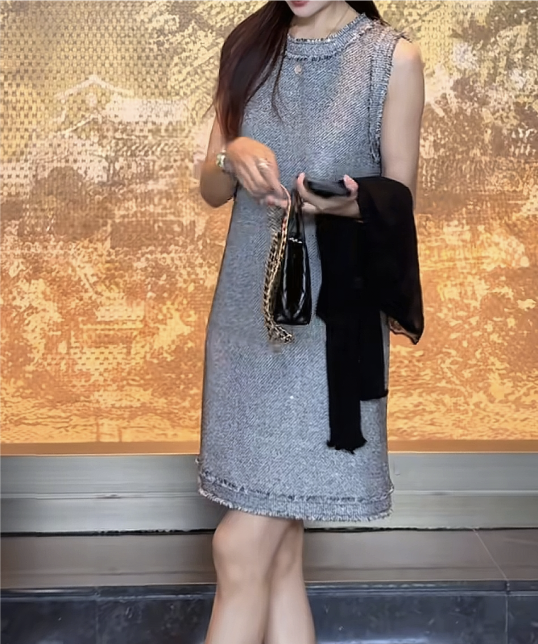 韩系简约高级感休闲灰色连衣裙女夏季设计感宽松气质减龄百搭短裙