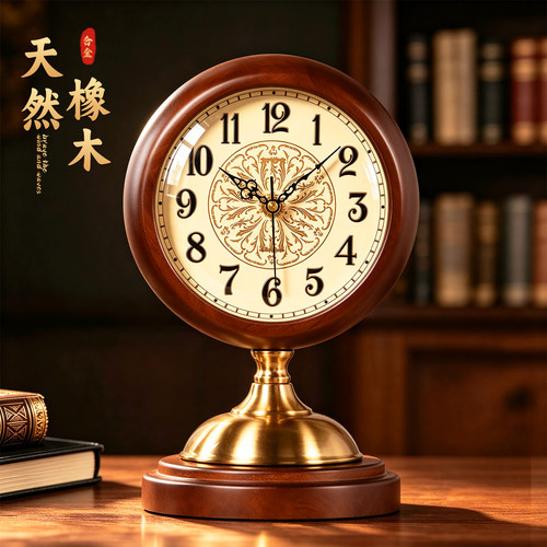 客厅复古轻奢实木台式座钟
