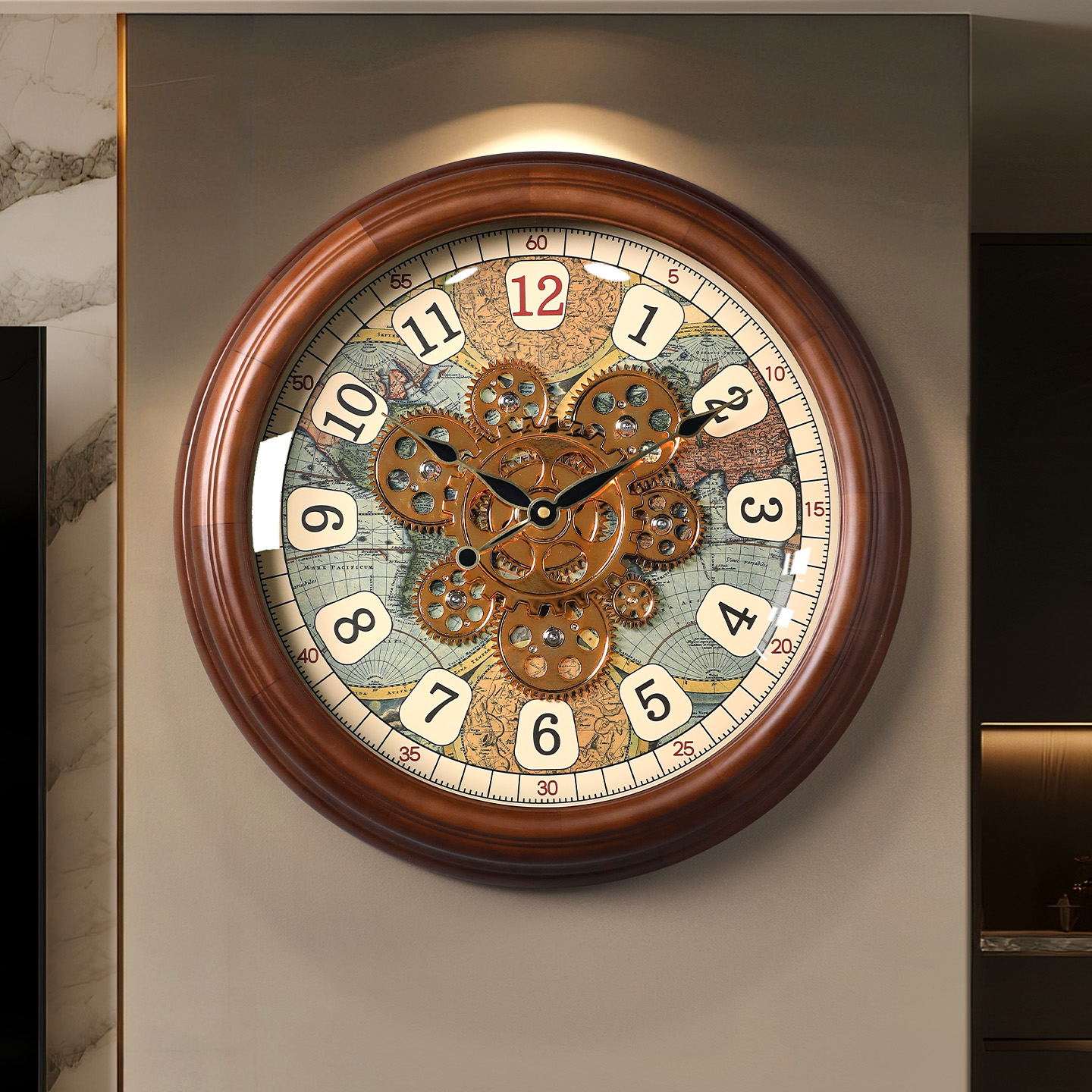 创意齿轮设计！欧式复古机械挂钟