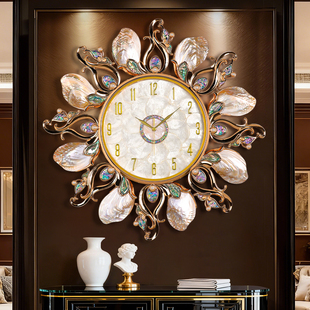 欧式贝壳挂钟轻奢风高级感客厅高档挂墙时钟法式装饰钟表2026新款