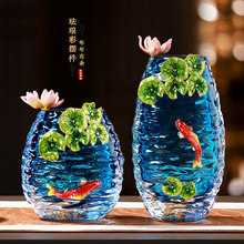 轻奢精致花瓶摆件高级感中式玻璃客厅玄关电视酒柜高档乔迁装饰品