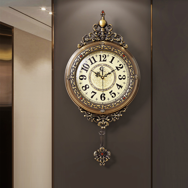 欧式轻奢金属客厅挂钟现代大气简约时尚时钟家用艺术装.饰挂墙钟