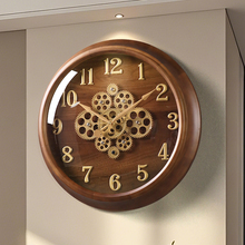 创意挂钟2025新款实木客厅复古齿轮高级感挂墙时钟表轻奢挂表装饰