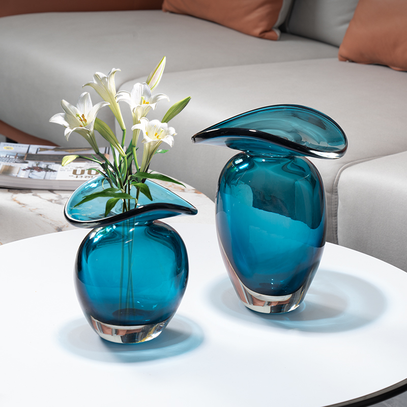 创意简约透明玻璃花瓶客厅v装饰插花摆件现代高档餐桌桌面干花花
