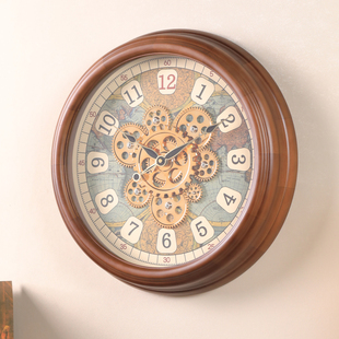 2025新款 复古齿轮机械挂钟客厅家用创意艺术时钟表轻奢高级感挂表