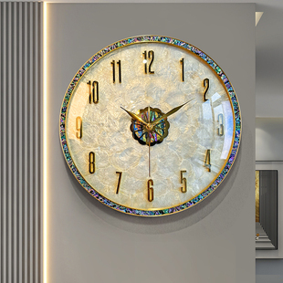 轻奢贝壳挂钟2024新款高级感挂表客厅家用高端创意挂墙静音时钟表