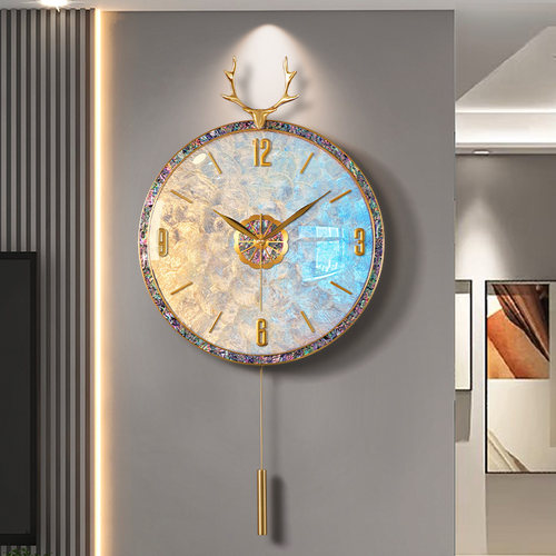 【福禄贝壳】高档家用客厅挂钟