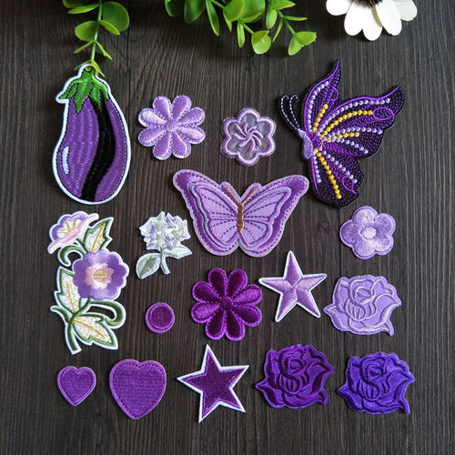 紫色系裙子熨烫羽绒服玫瑰花刺绣