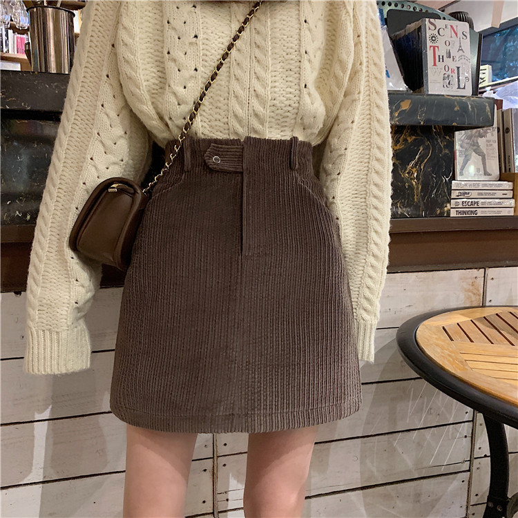 Real photo, real price, all kinds of corduroy, high waist, thin A-line short skirt, half skirt