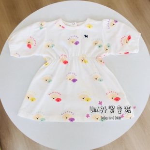 【Umi家】韩单小狗家夏季简约满印小狗图案连衣裙舒适柔软棉布裙